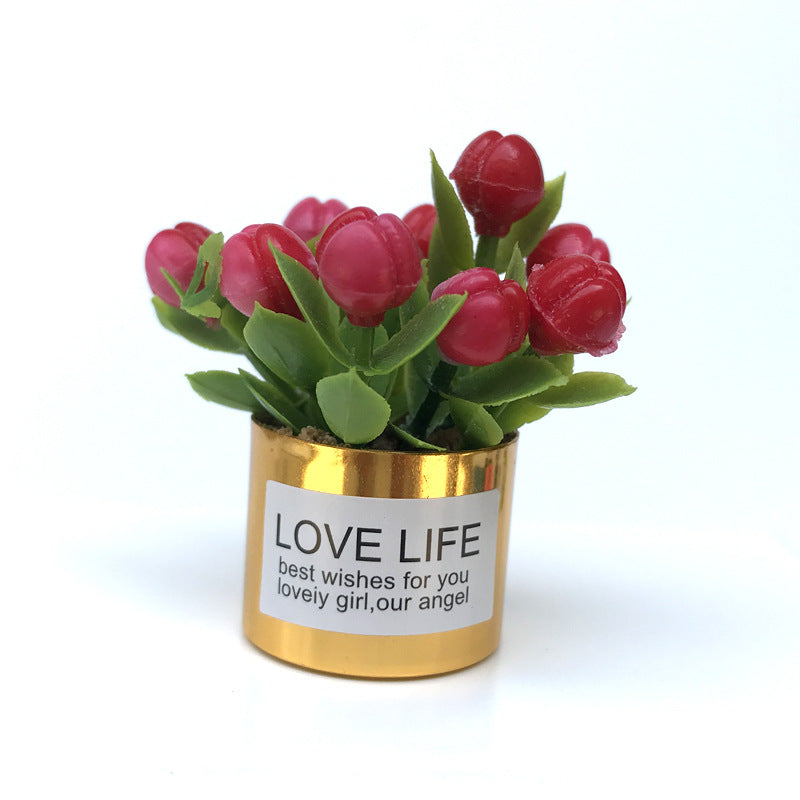 Wholesale 1:12 doll house dollhouse mini model handmadet iron basin lavender flower arrangement fleshy